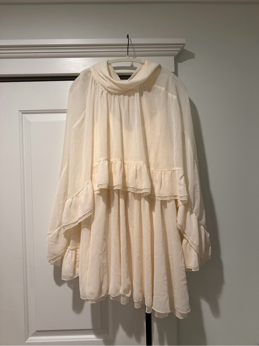 Altar'd State Cream Ruffle Cape Mini Dress - Picture 6 of 9
